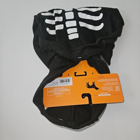 NEW Glow Skeleton Dog Pet Halloween Costume Size Medium (Up to 40 lbs) Black - Picture 5 of 8
